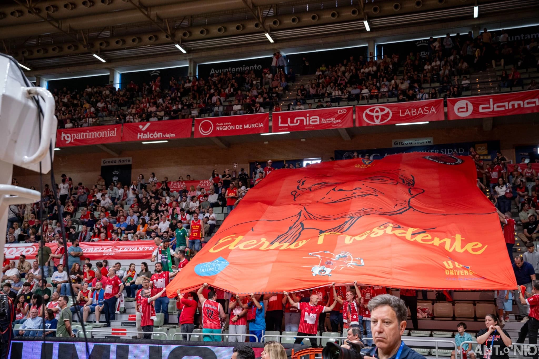 Afición del UCAM Murcia durante el partido frente a Unicaja.